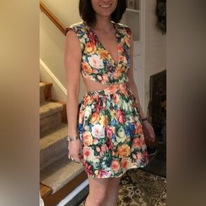 SUMMER SALE -15% Vintage Mustard Seed sexy cutout summer floral dress